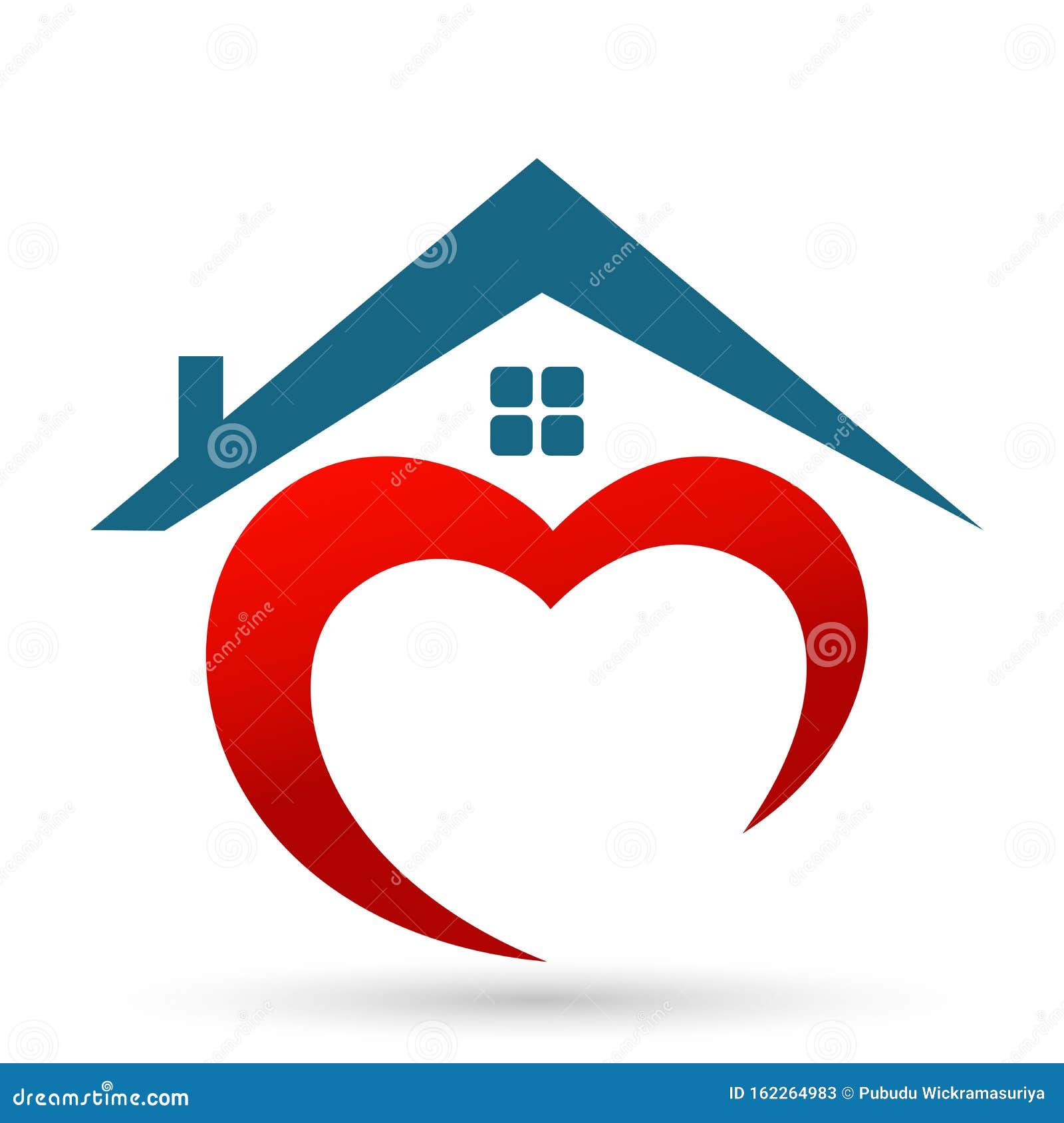 abstract real estate with red heart loving home house roof s  