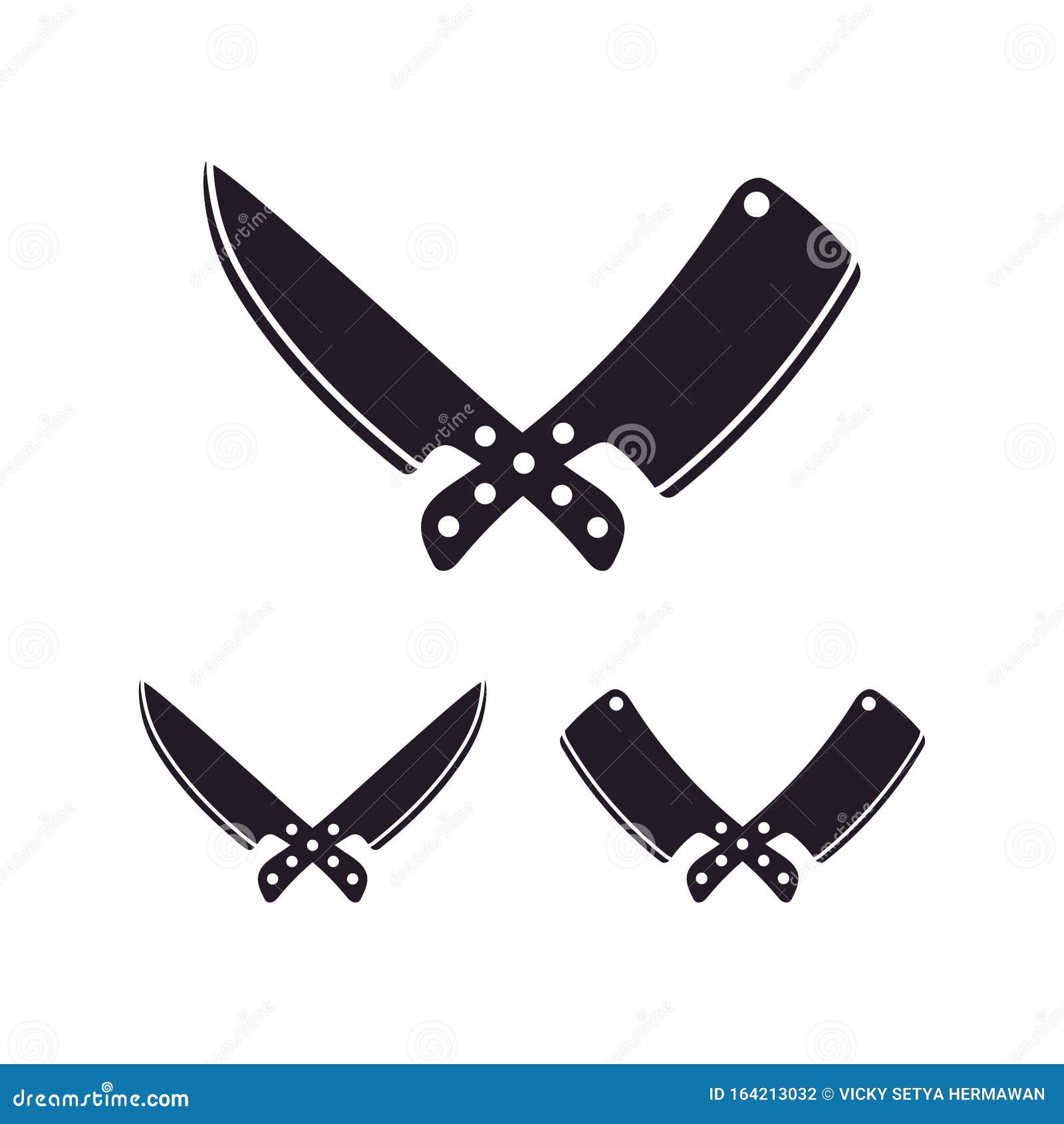 Knife And Cleaver Cross Sign For Butcher / Meat Logo Design Stock