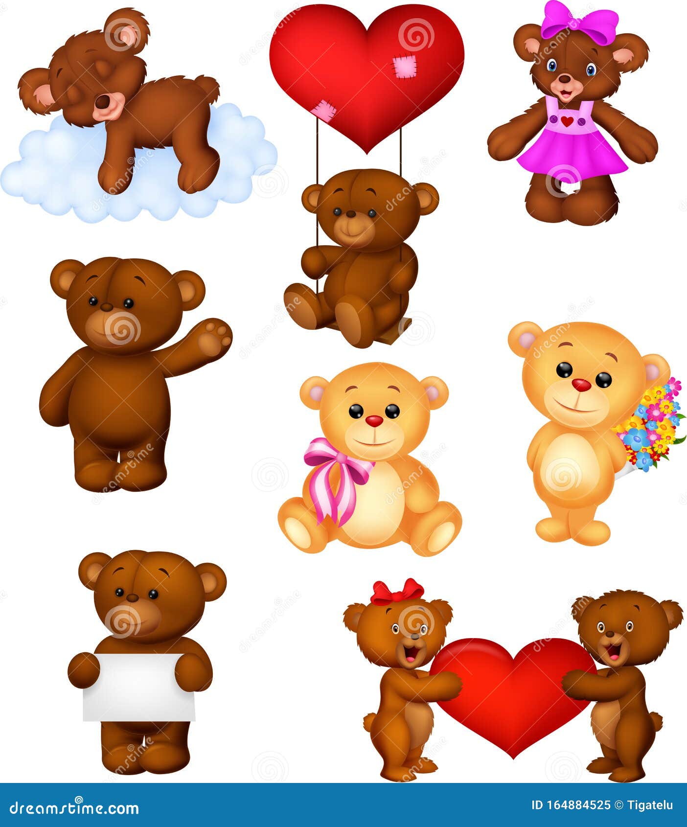 Cartoon Baby Bears Collection Set Stock Vector - Illustration of ...