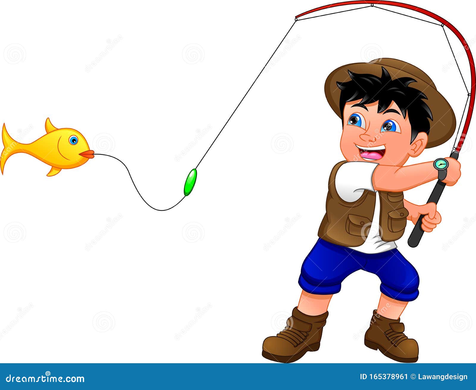 Little Boy Fishing Cartoon