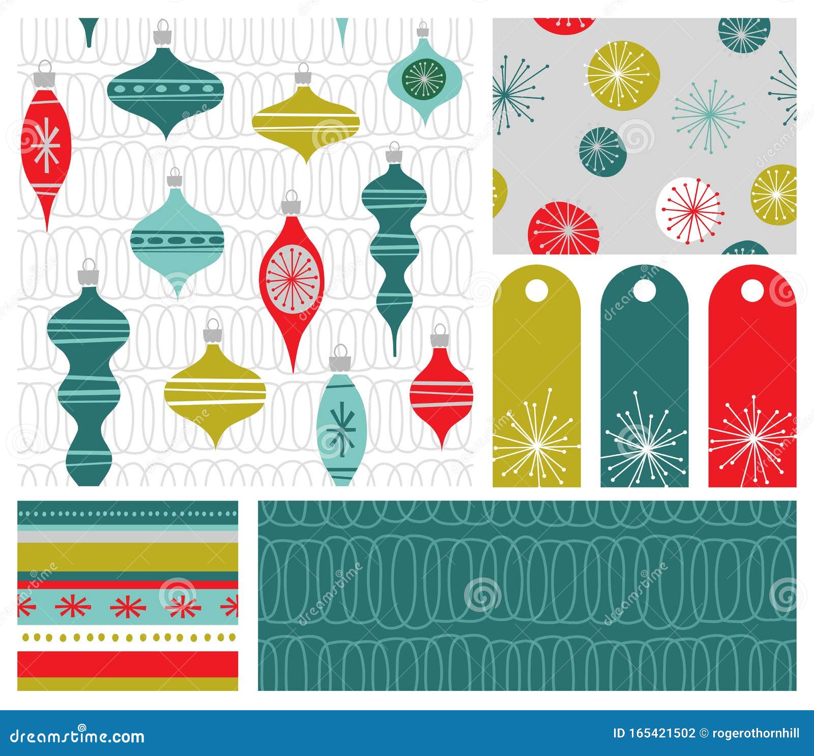 set of new coordinating holiday seamless patterns, gift tags and  s for gift wrap, cards and decoration.