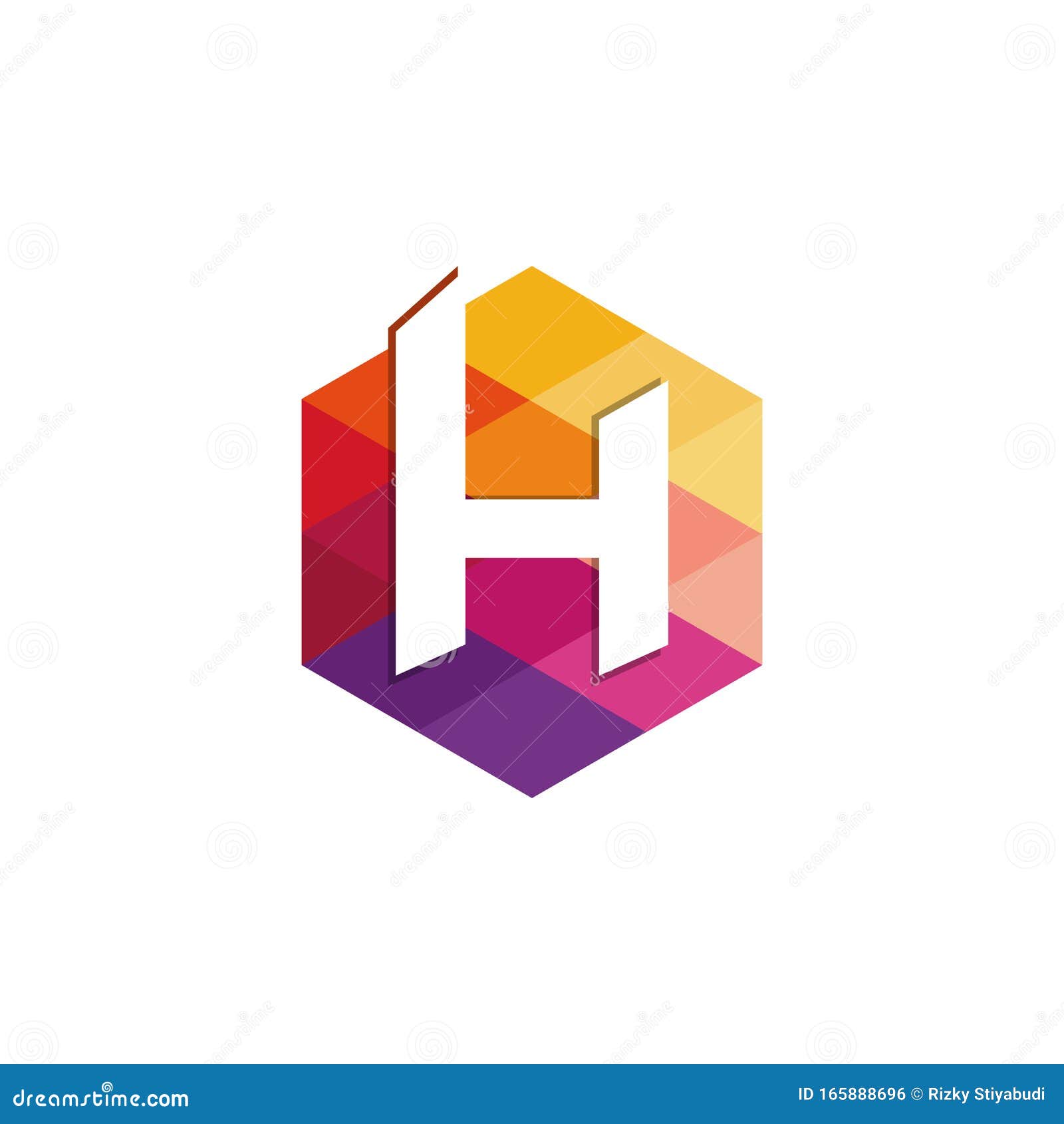 H Letter Colorful Logo in the Hexagonal. Vector Design Stock Vector ...