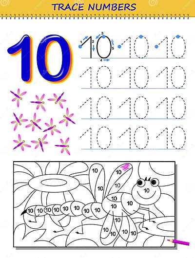 Educational Page for Kids with Number 10. Printable Worksheet for ...