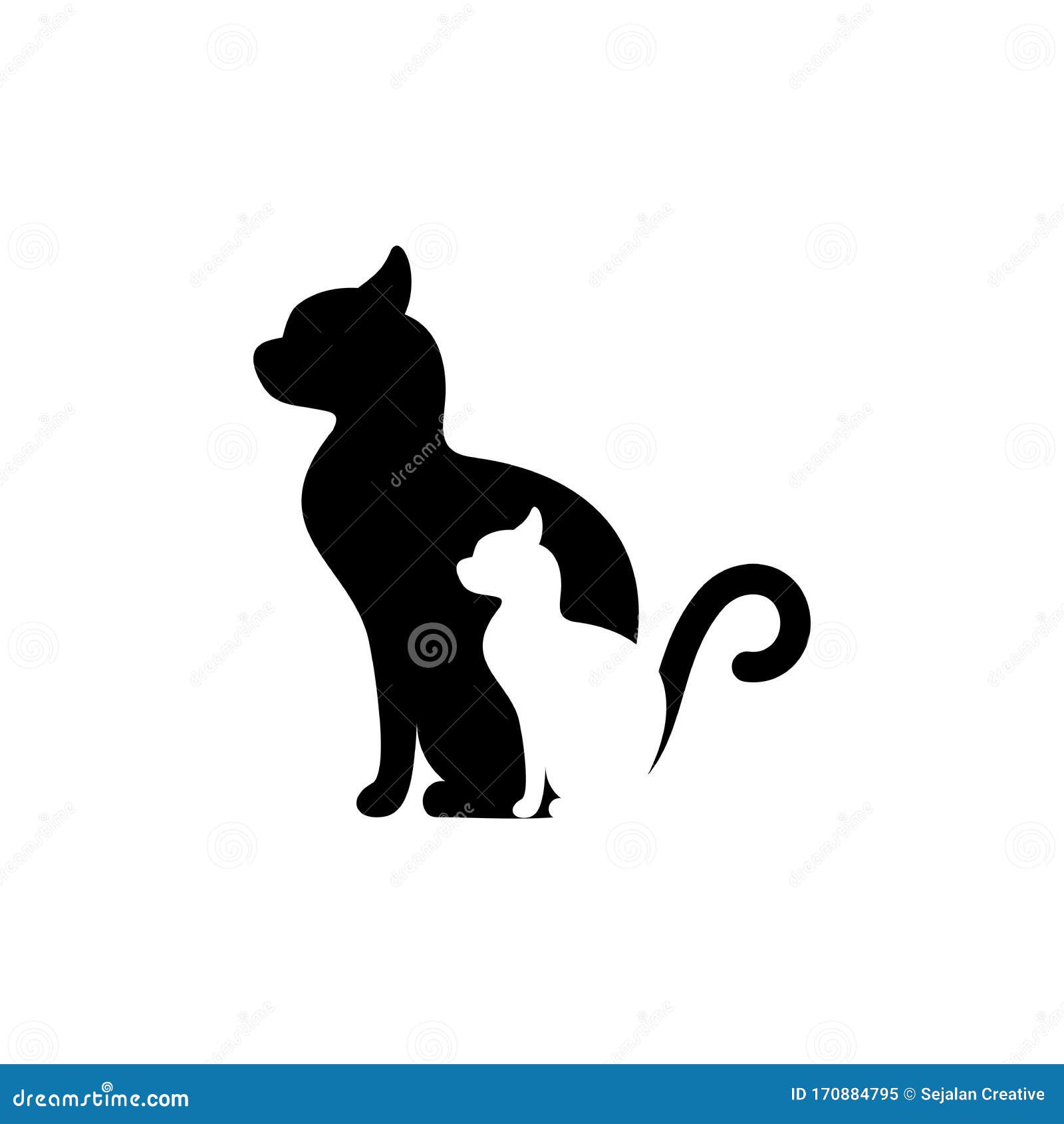 Two Cat Silhouettes Vector Illustration Stock Vector - Illustration of