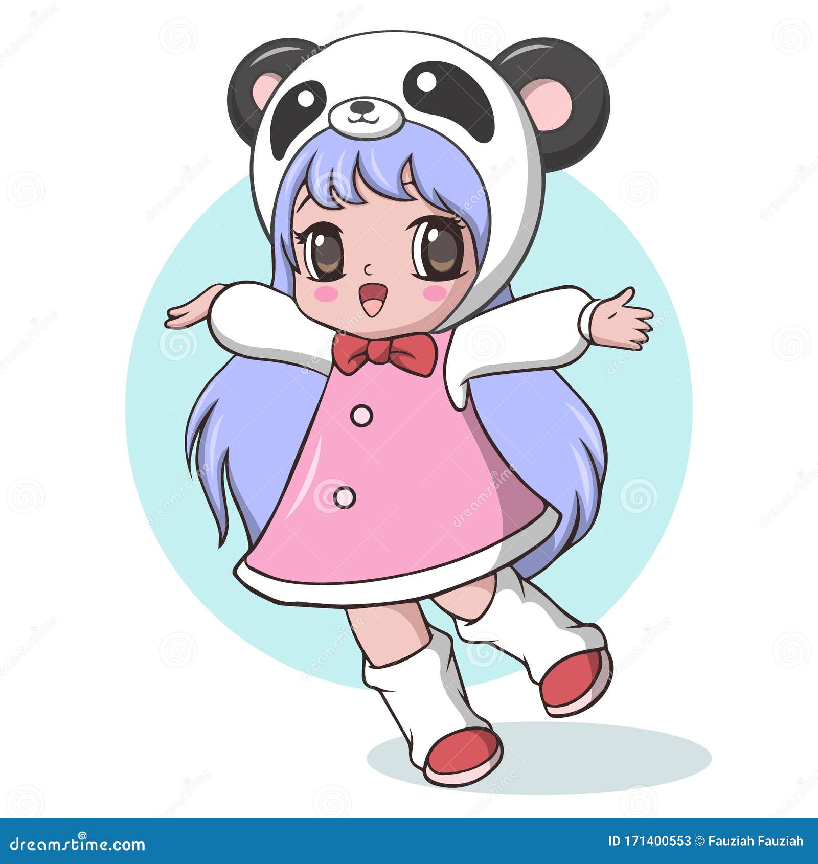 Cute Little Girl Dressed As a Panda Stock Vector Illustration of