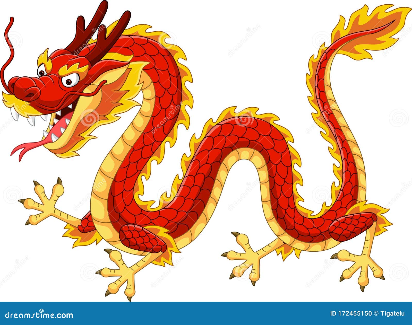 Cartoon Red Chinese Dragon Flying Stock Vector - Illustration of fantasy,  china: 172455150