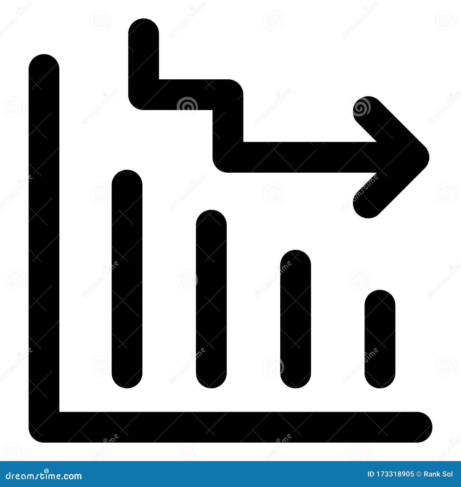 Outline Decreasing Bars Chart Vector Icon. Isolated Black Simple Line ...