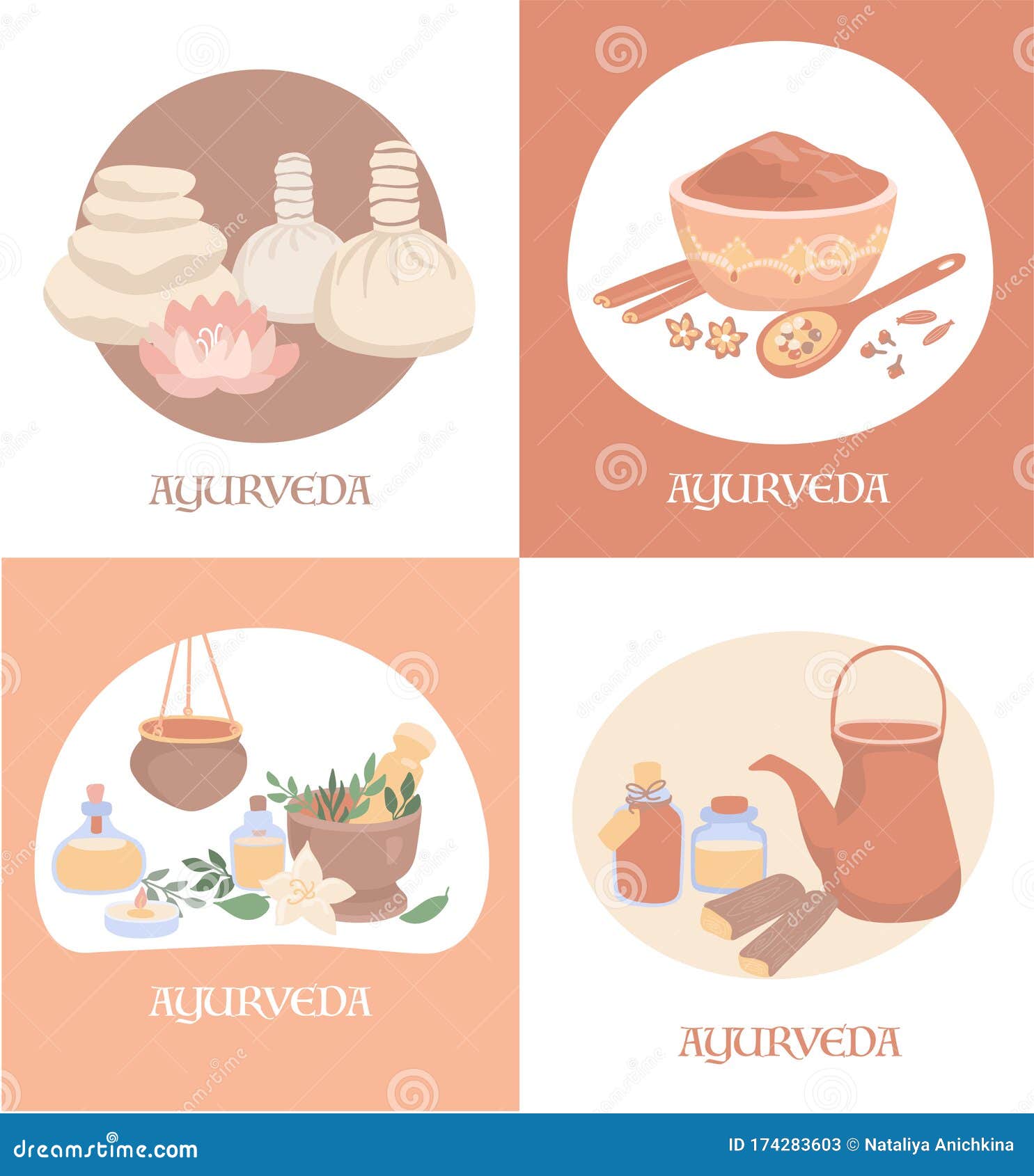 Equipment For The Ayurvedic Massage, Kerala And Shirodhara Treatment