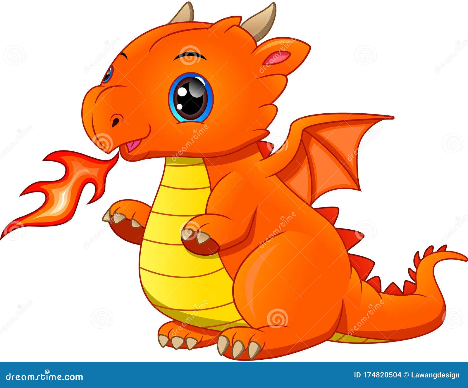 Vector illustration of cute baby dragon cartoon