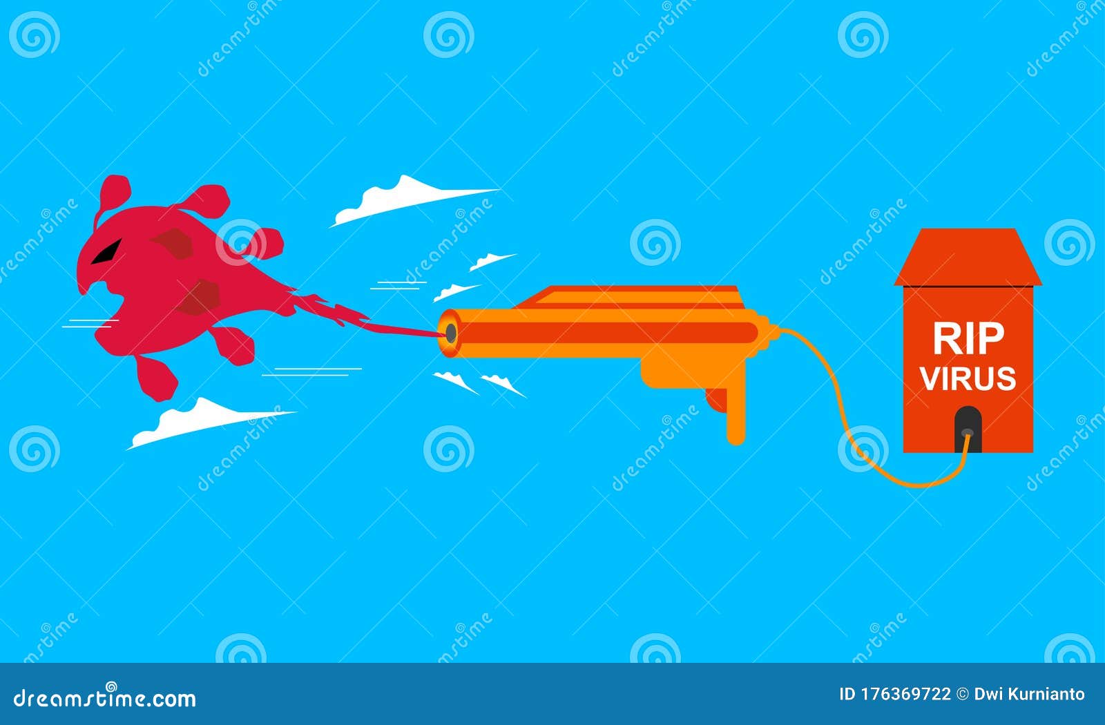 Illustration of a Character Sucking a Virus To Dying with a Vacuum