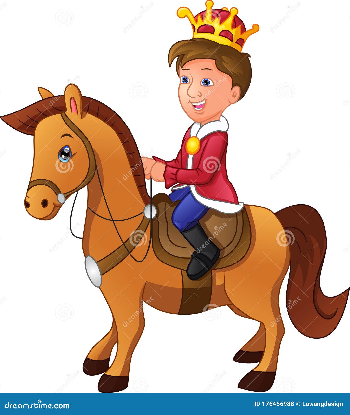 Charming Cartoon Prince Riding a Horse Stock Vector Illustration of