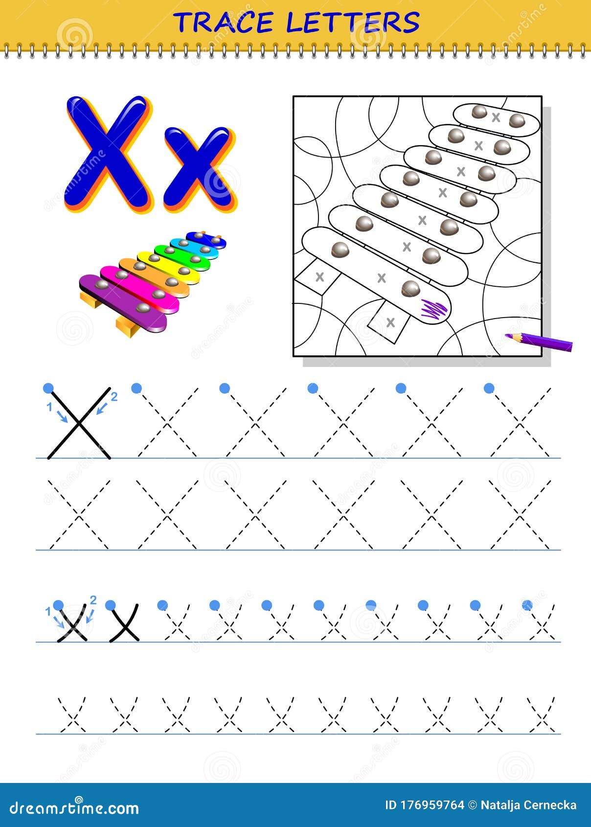 tracing letter x for study alphabet printable worksheet for kids