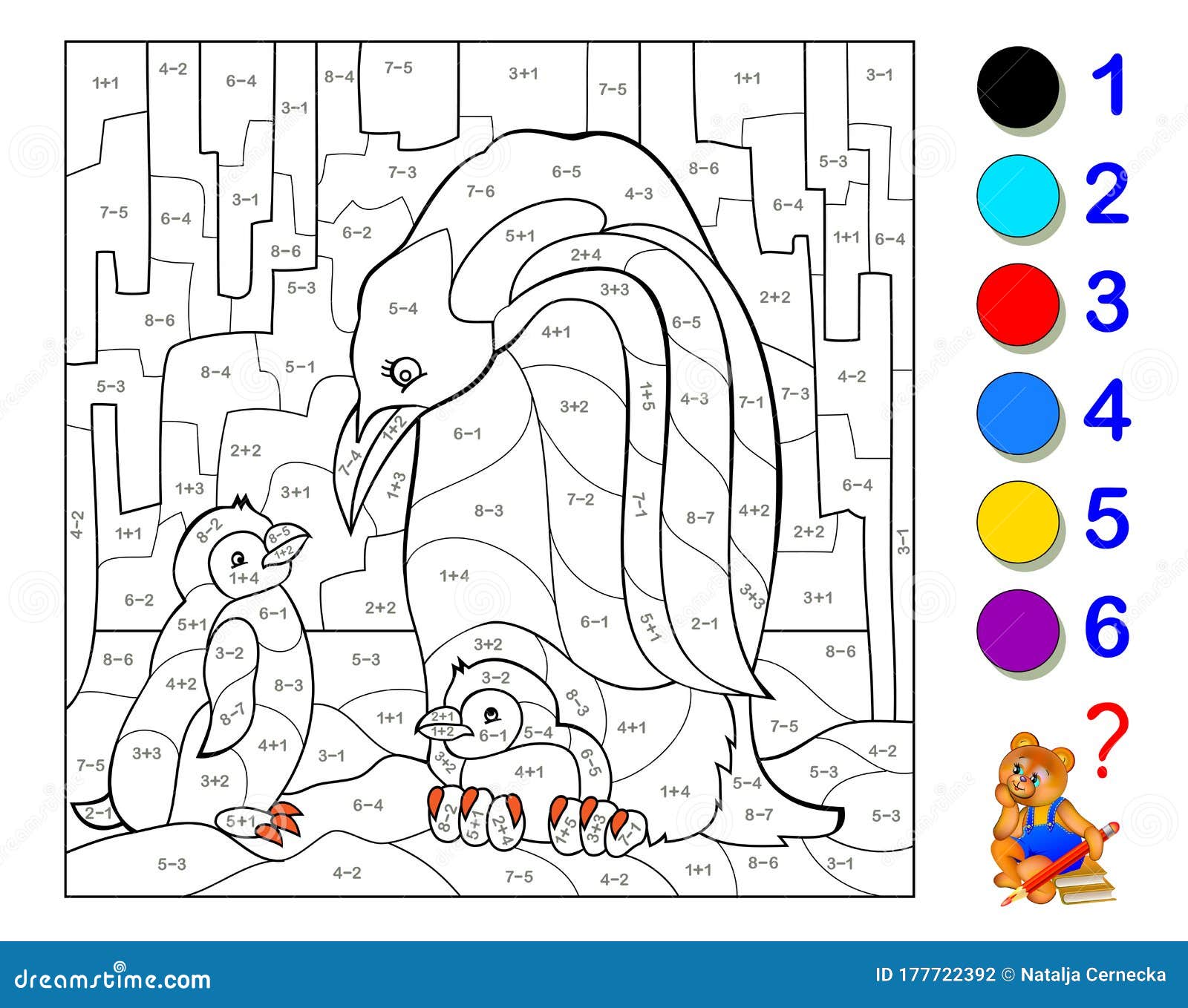 Math Education For Children. Coloring Book. Mathematical Exercises On