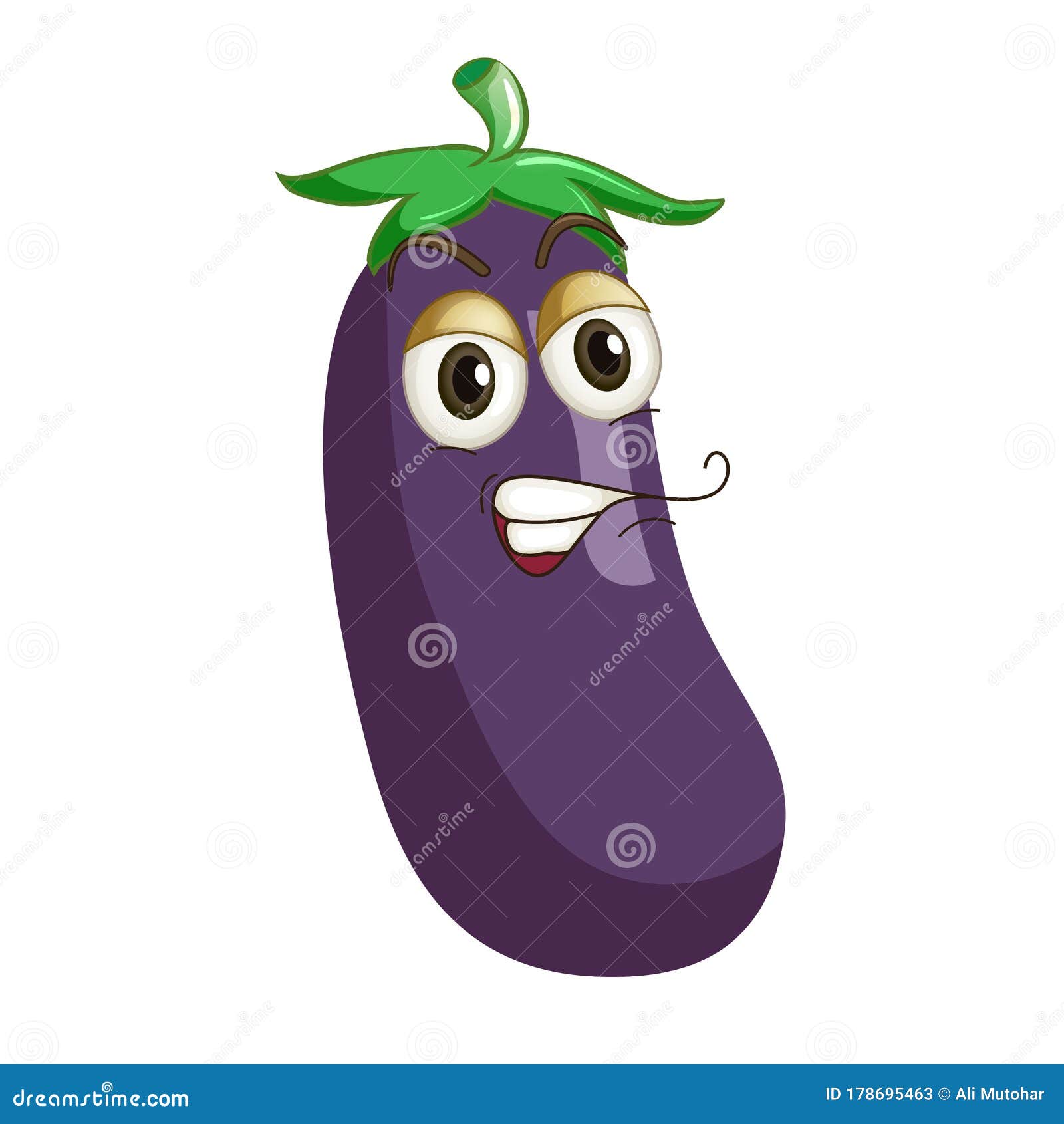 Vector of Vegetable Eggplant Various Expressions Stock Vector