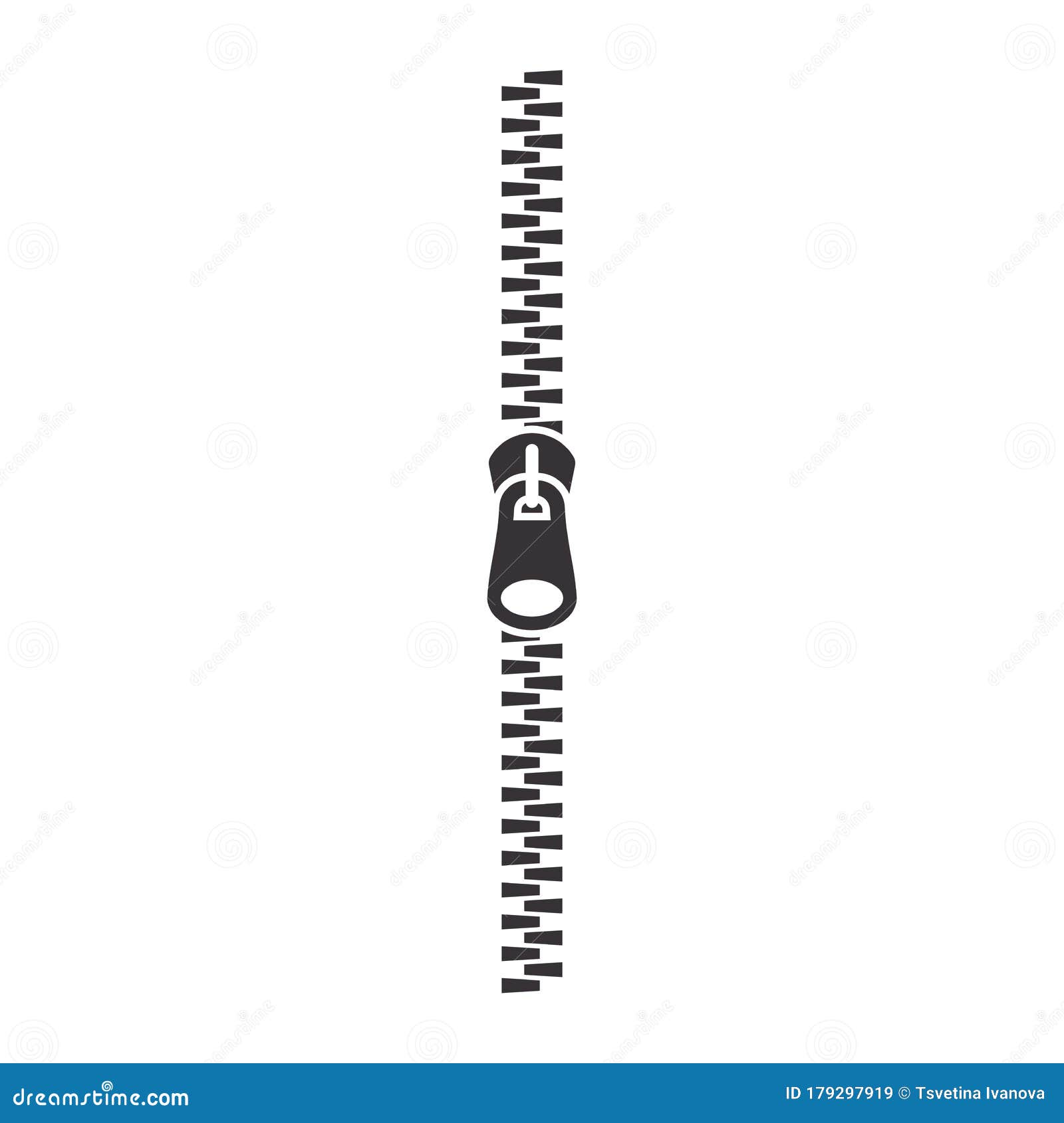 Closed Vertical Zipper Black Isolated Vector Illustration. Stock Vector ...