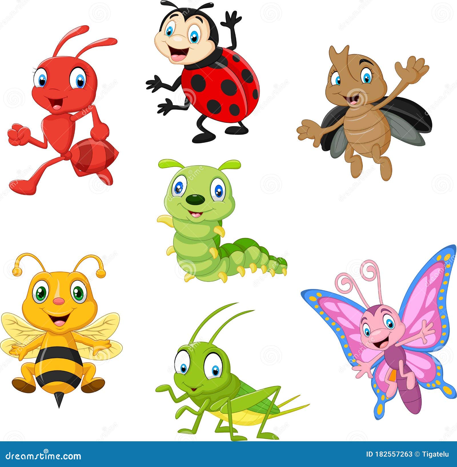 cartoon funny insect collection set
