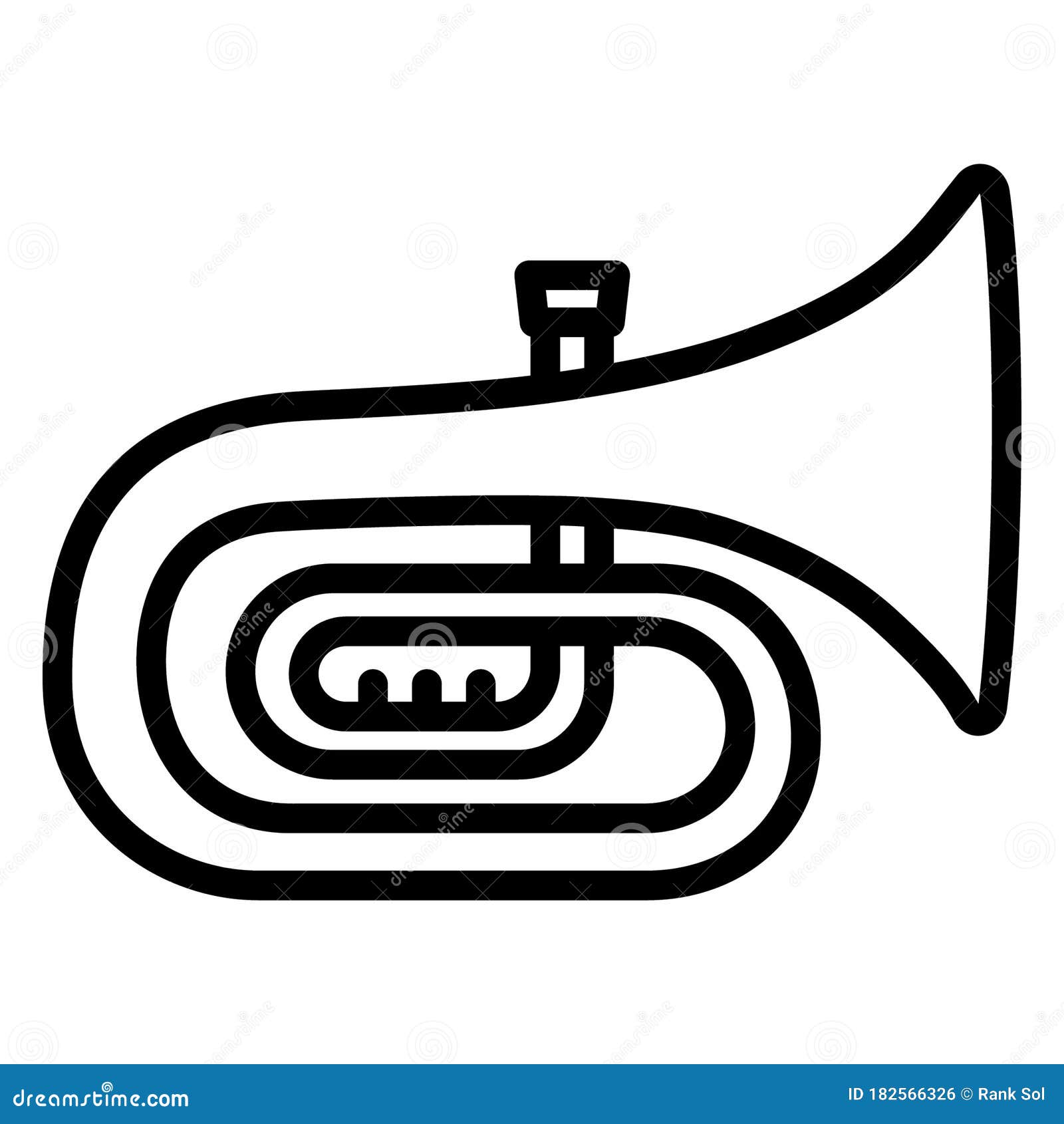 Euphonium, French Horn Line Style Vector Icon Which Can Easily Modify