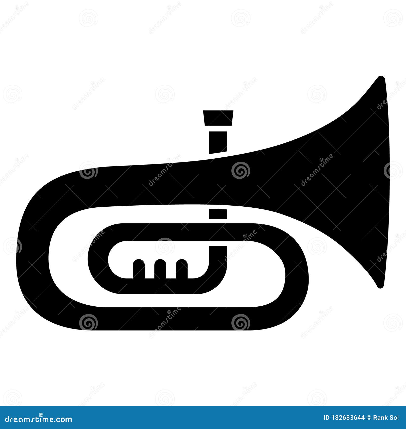 Euphonium, French Horn Line Style Vector Icon Which Can Easily Modify