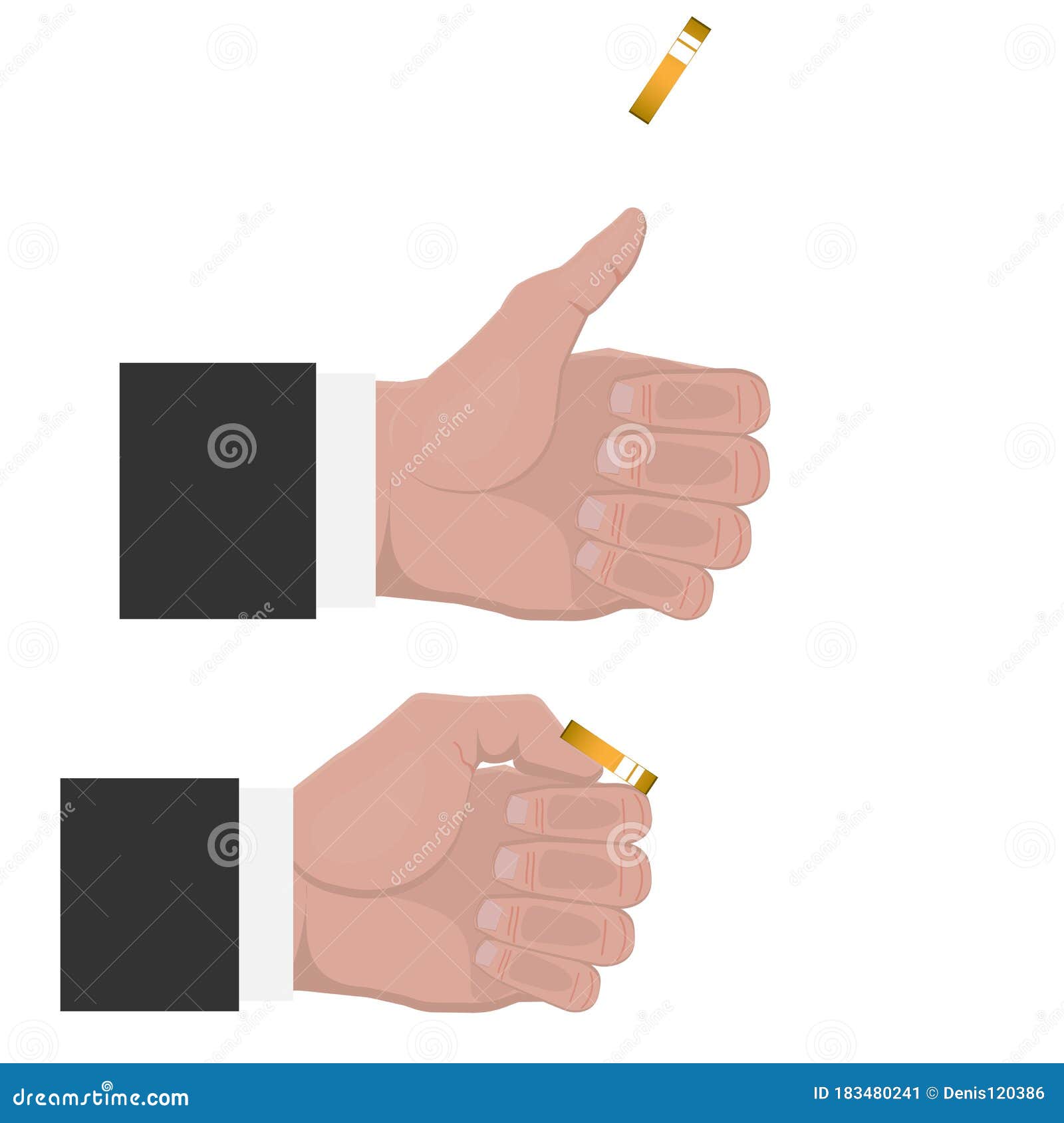 Toss a Coin. Heads or Tails. Vector Illustration Stock Vector