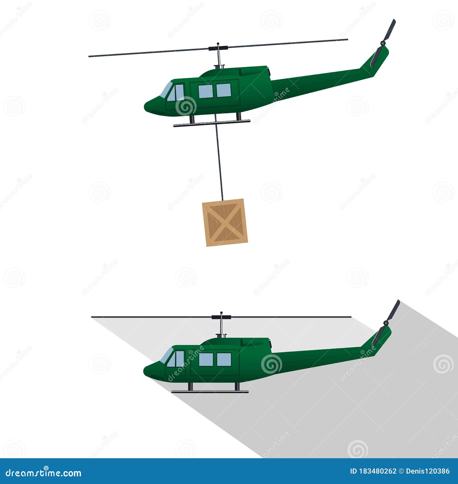 Helicopter. Delivery of Cargo. Transportation, Vector Illustration