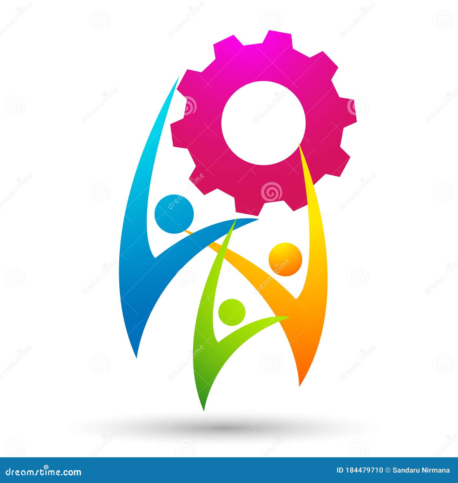 People Gear Globe Team Work Gear Wheels and Care Logo Partnership