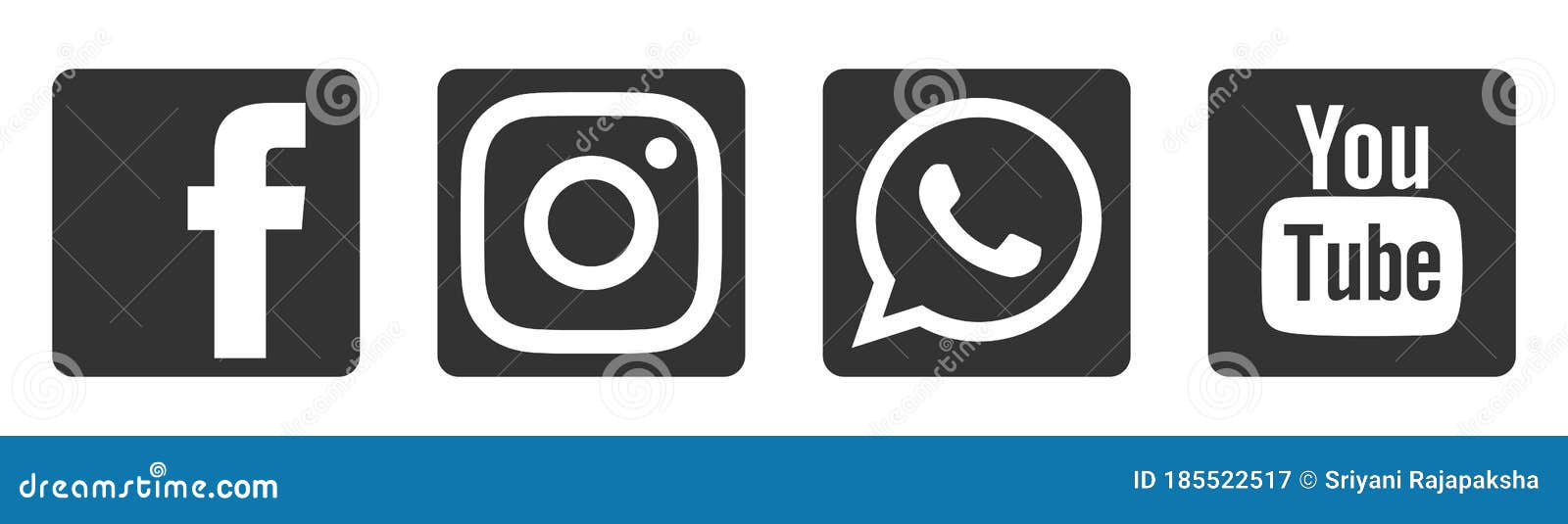 Facebook, Instagram, Whatsapp, Youtube Social Media Logo Icon in Black ...