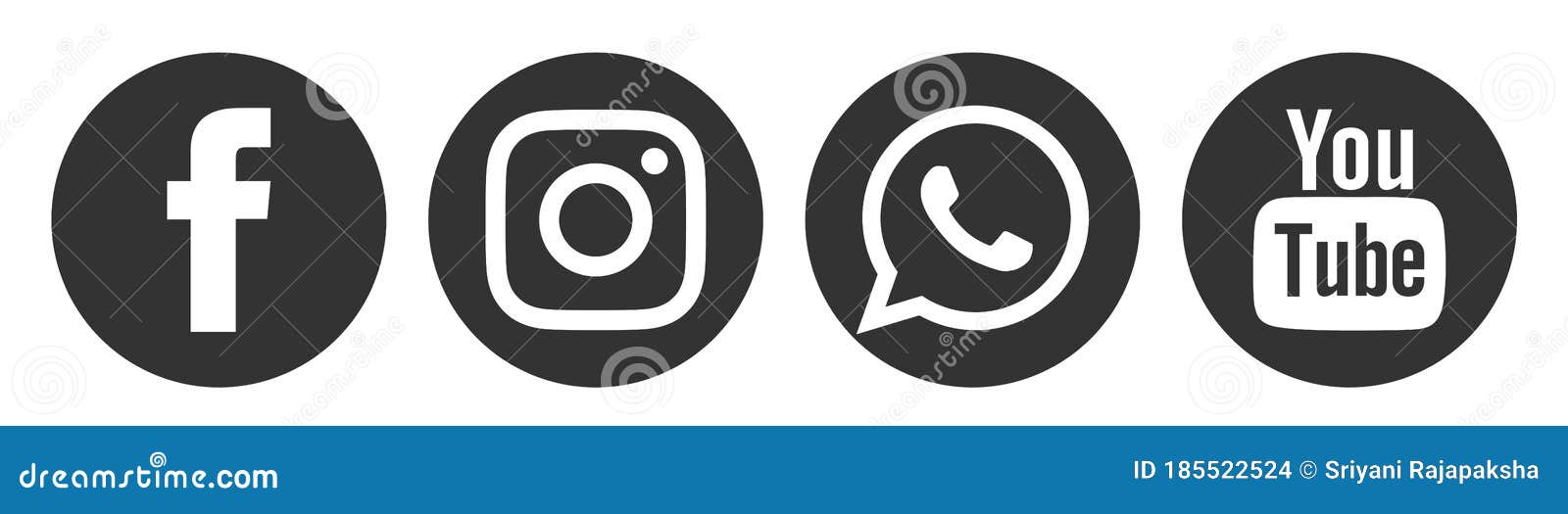 Facebook, Instagram, Whatsapp, Youtube Social Media Logo Icon in Black  Vector Isolated on White Background Editorial Stock Image - Illustration of  icon, button: 185522524