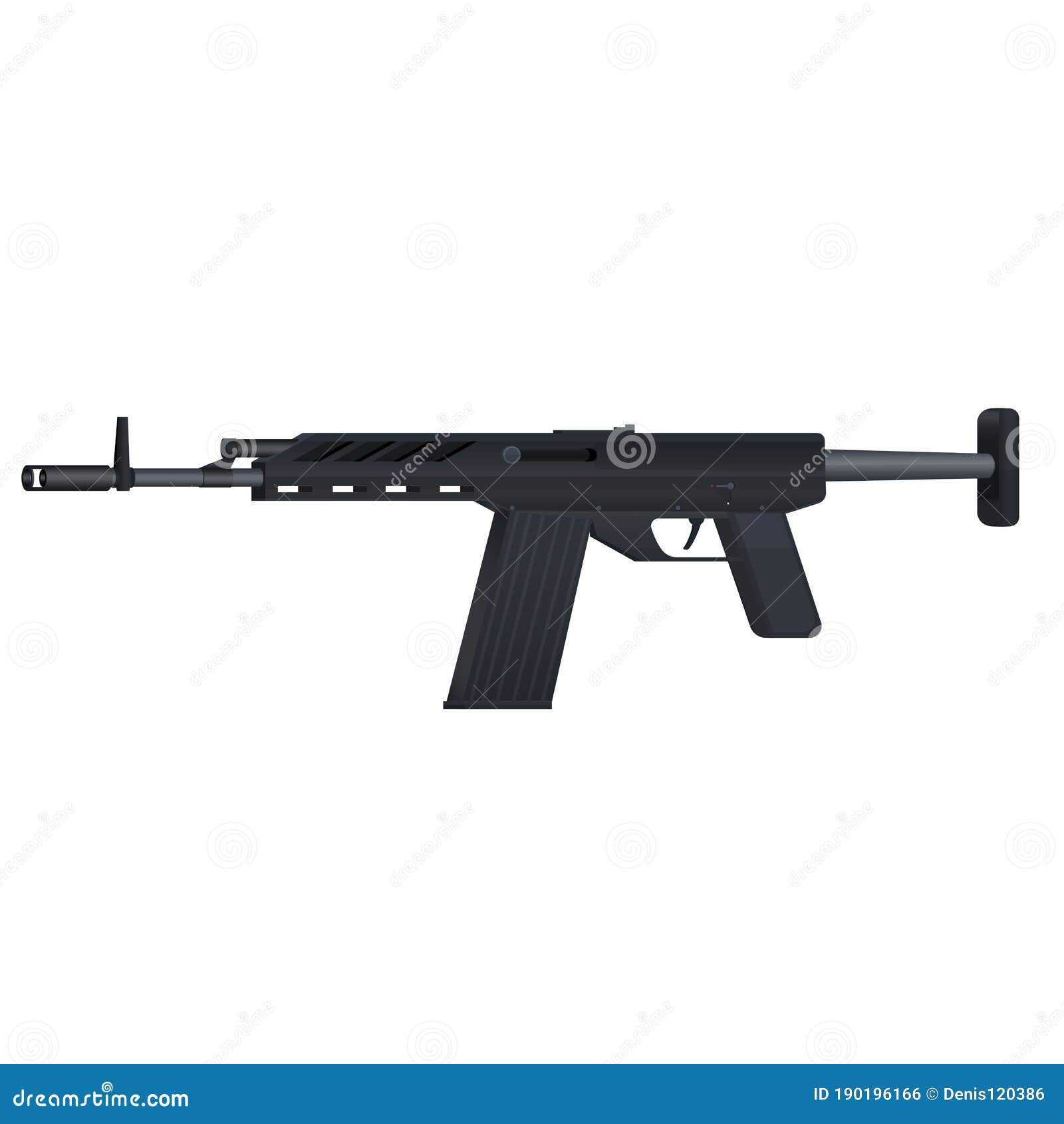 Automatic Weapon Tommy Gun. Thompson Submachine Gun Vector Isolated