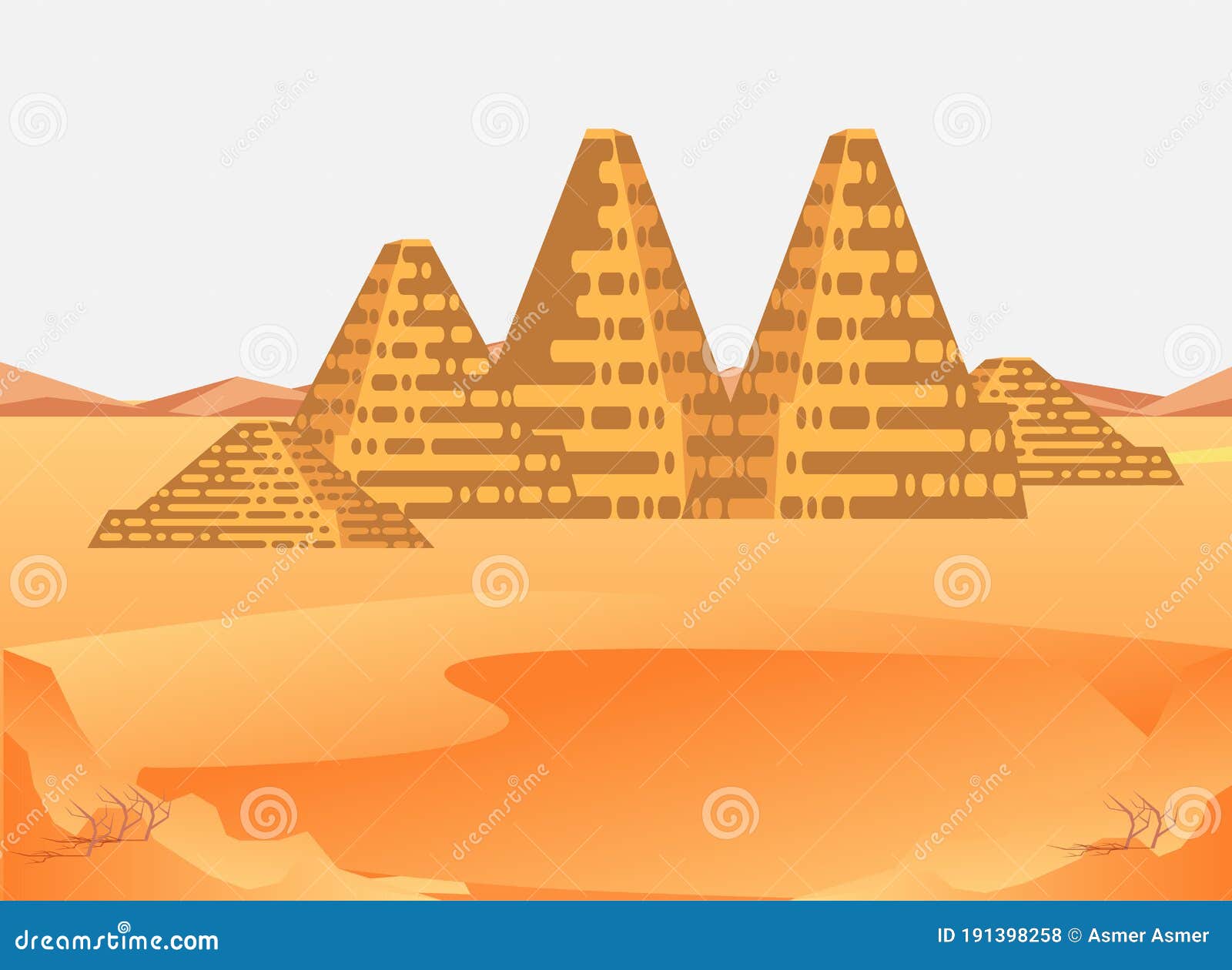 Visiting the Pyramids in Summer, Karima Sudan Stock Vector ...