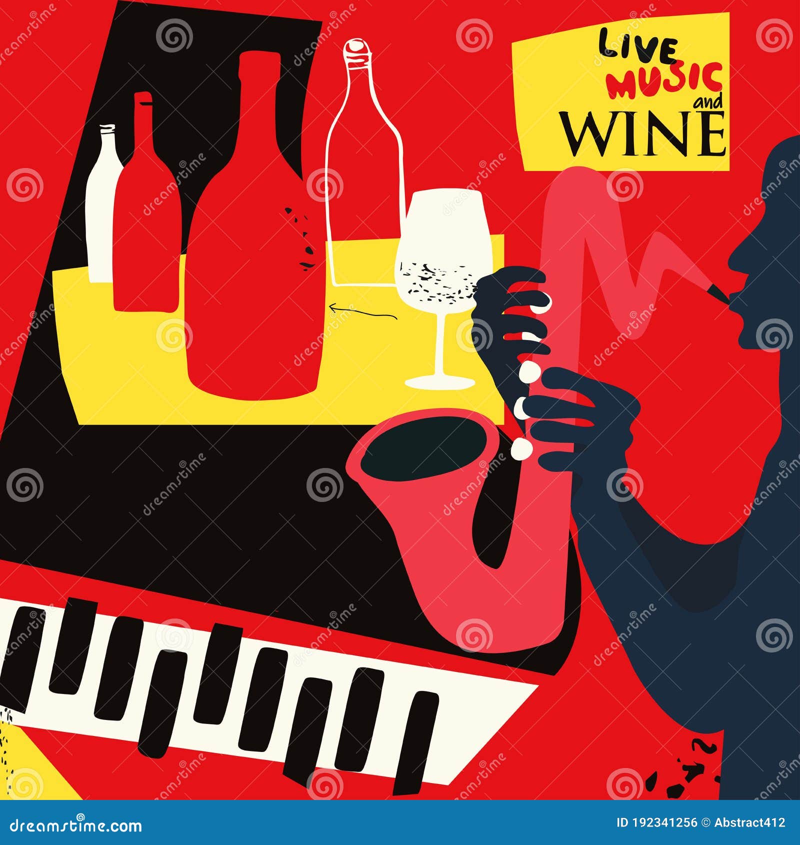 Music and Wine Colorful Background Flat Vector Illustration. Party