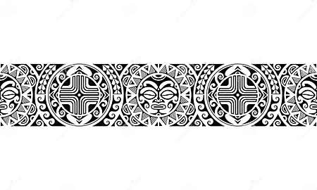 Maori Polynesian Tattoo Border Tribal Sleeve Seamless Pattern Vector ...