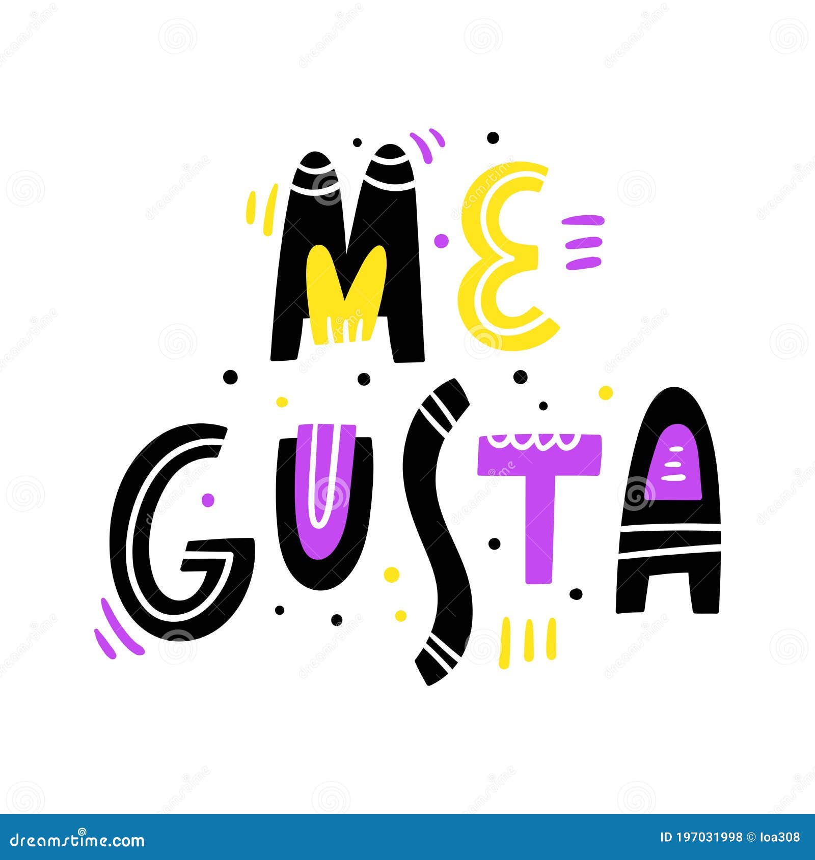 me gusta in spanish i like it - hand drawn modern lettering