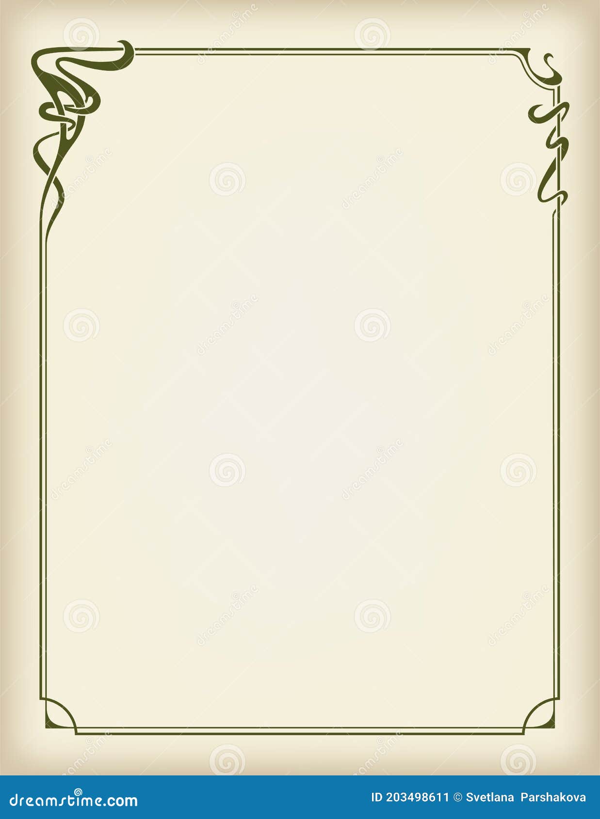 Ornate Rectangular Framework on Parchment. Stock Vector Illustration