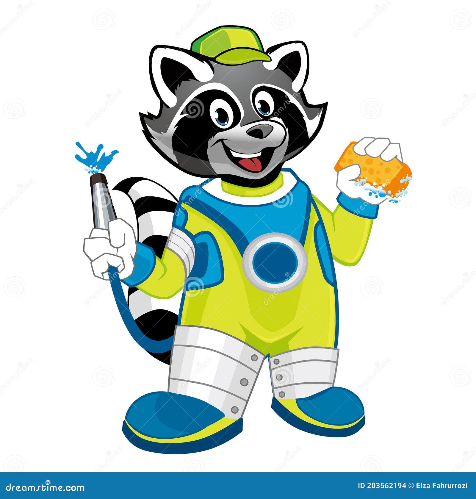 Racoon Car Wash Mascot Cartoon Stock Vector Illustration of dealer