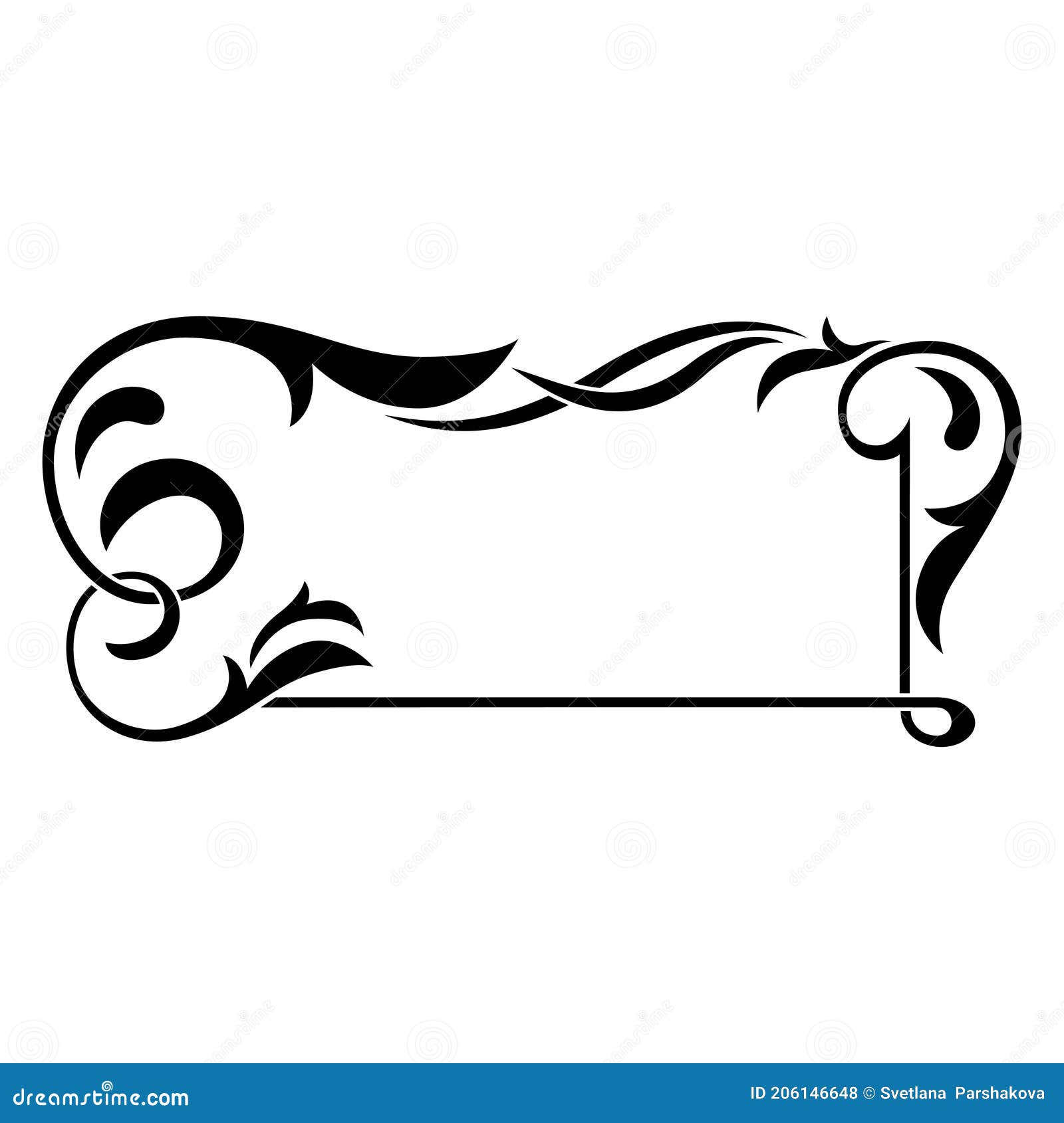 Black Rectangular Decorative Border, Stencil. Stock Vector - Illustration  of vignette, overlapping: 206146648