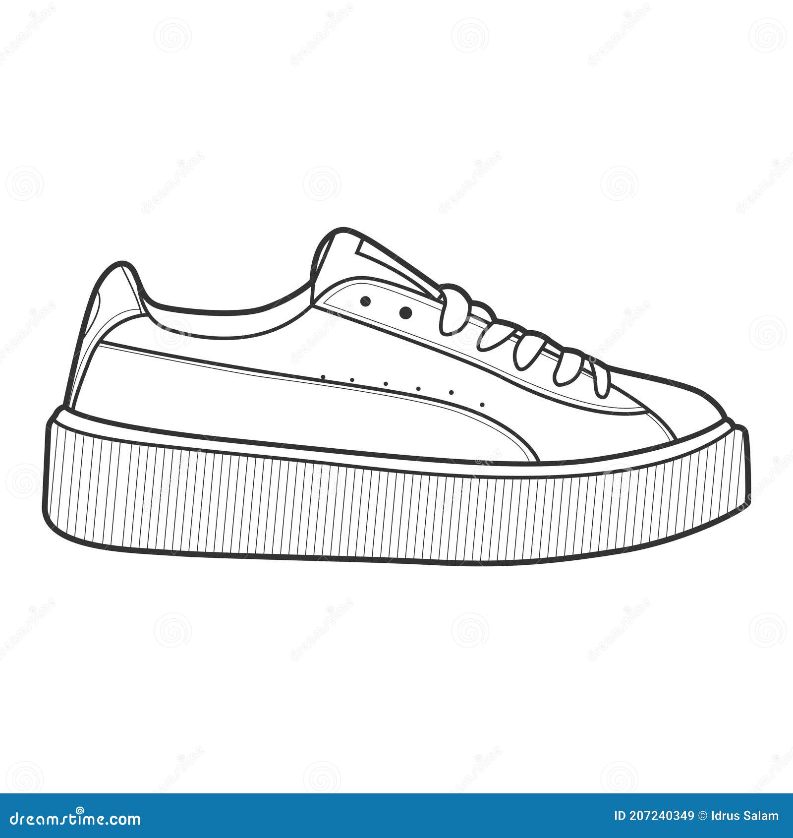 Shoe Line Drawing. Shoes Sneaker Outline Drawing Vector, Black Line Sneaker.  Vector Illustration. Stock Vector - Illustration of hand, casual: 207240349