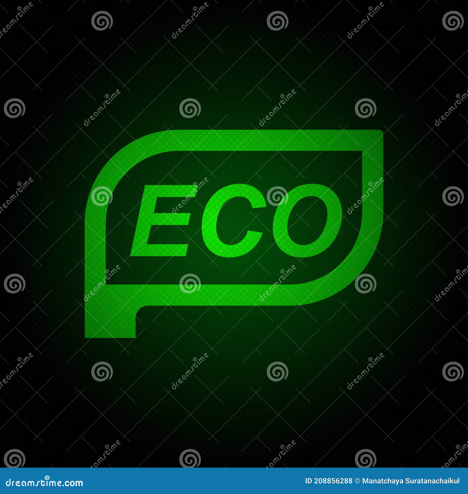 Eco Light Sign on Car Dashboard Stock Vector Illustration of text