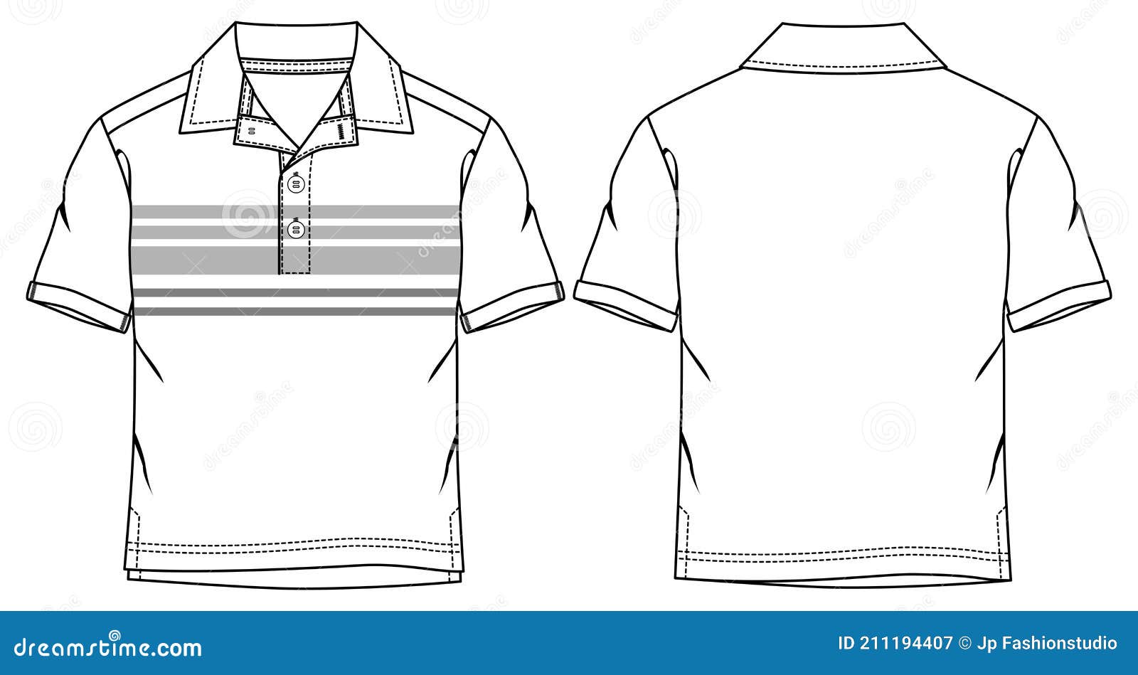 polo t shirt flat sketch