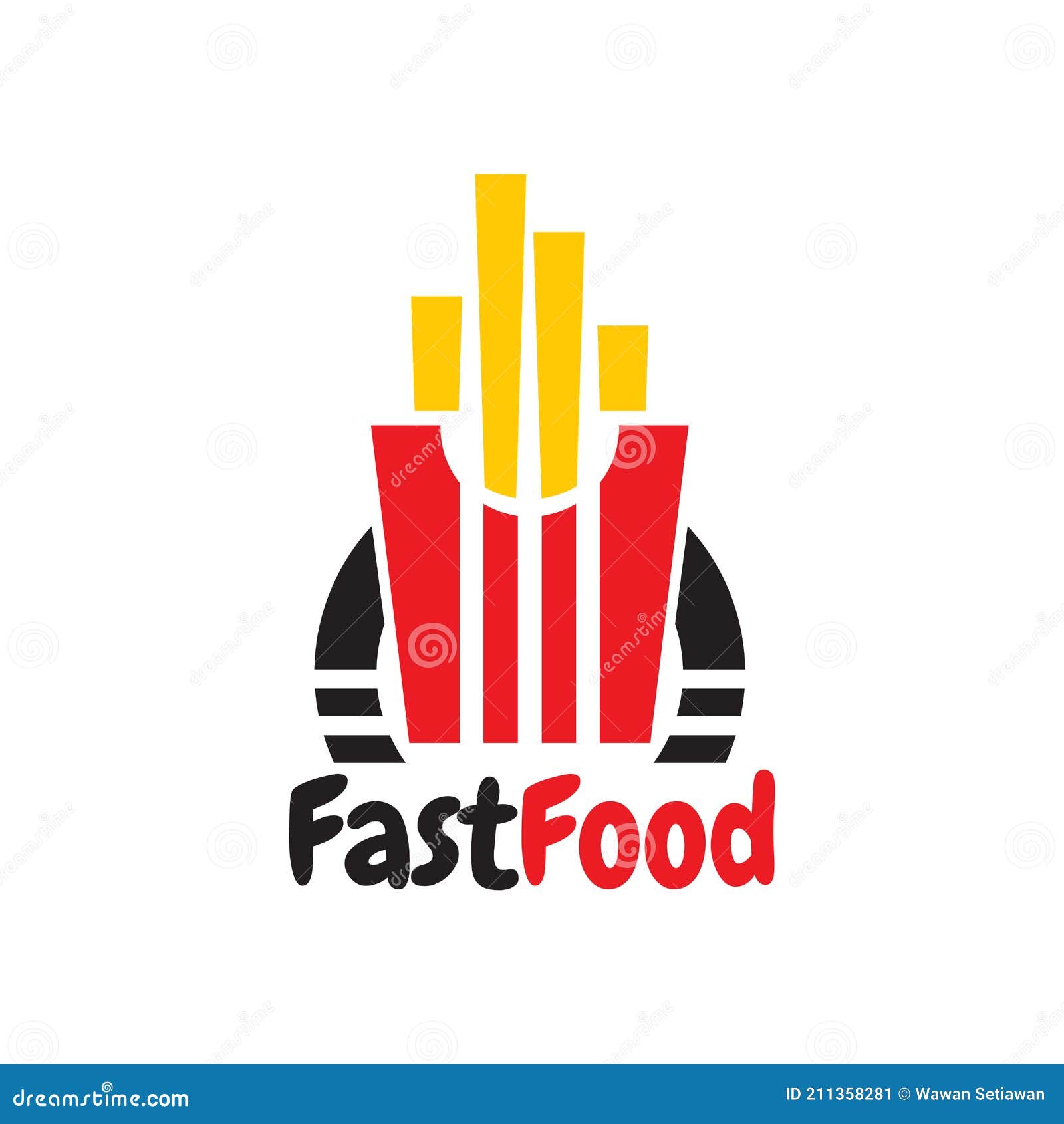 Illustration Vector Graphic of French Fries Logo on Red Color Packaging, Stock Vector