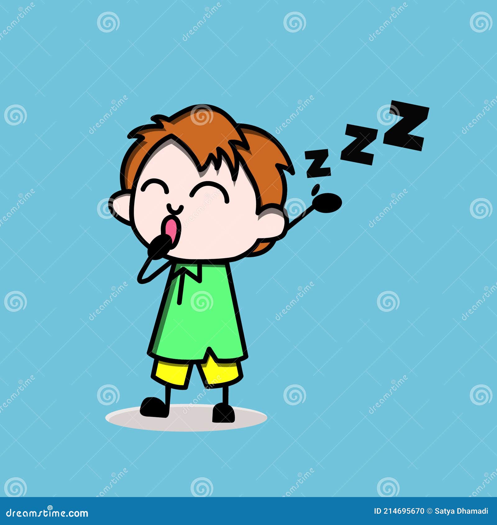 Sleepy Boy Tired Boy Yawning Stock Vector Illustration Of Lazy