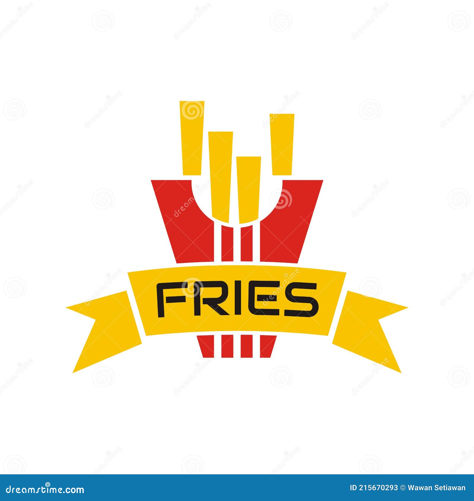 Illustration Vector Graphic of French Fries Logo in Red Box with Ribbon Stock Vector