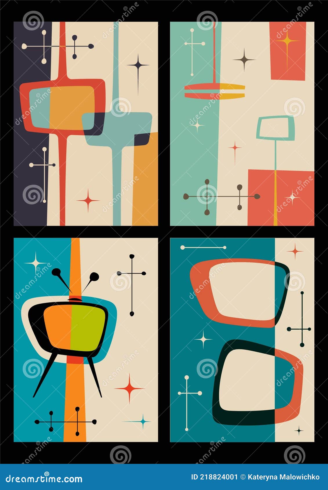 mid century modern background set