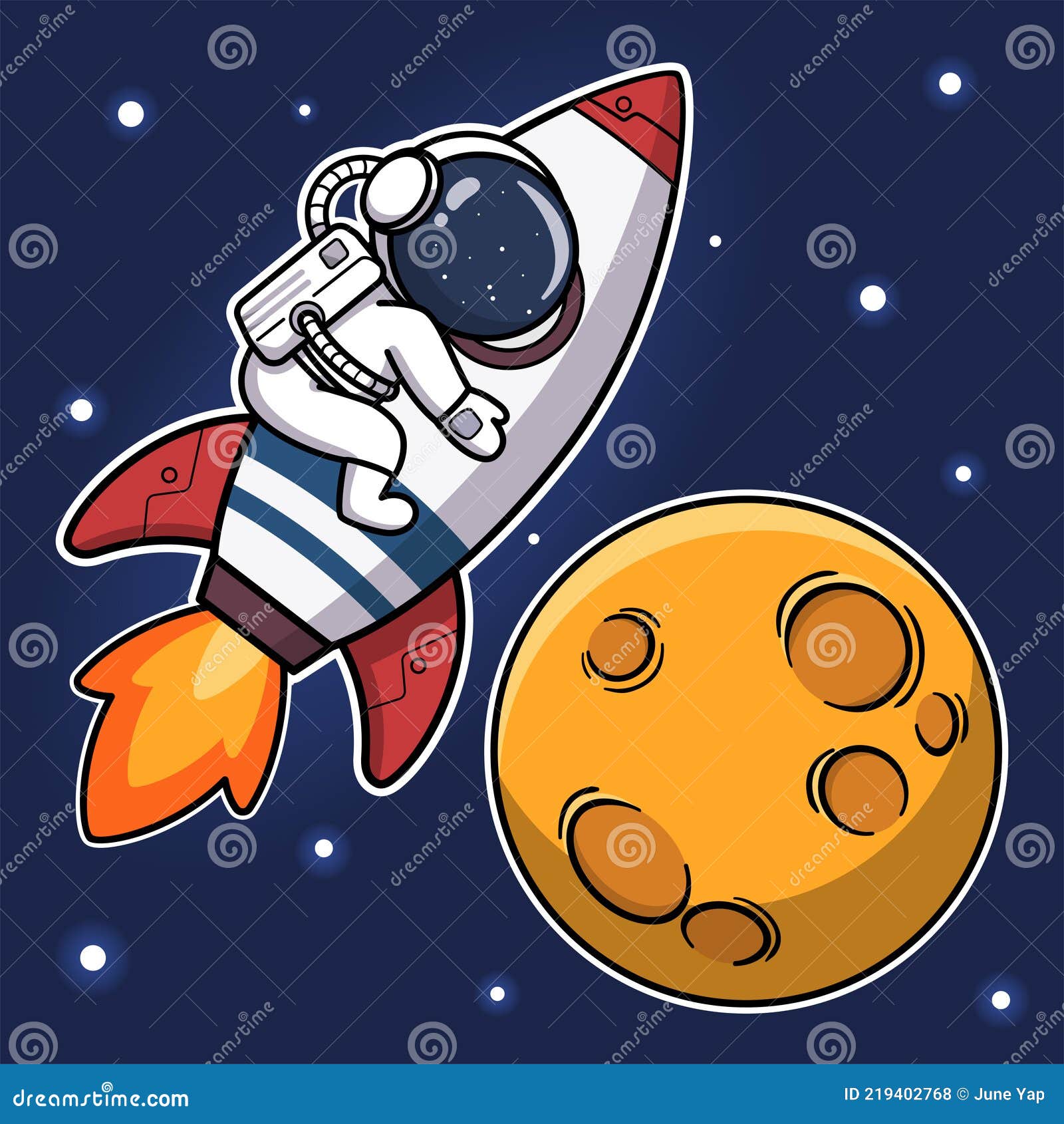 Premium Vector, Cute alien holding moon balloon cartoon illustration