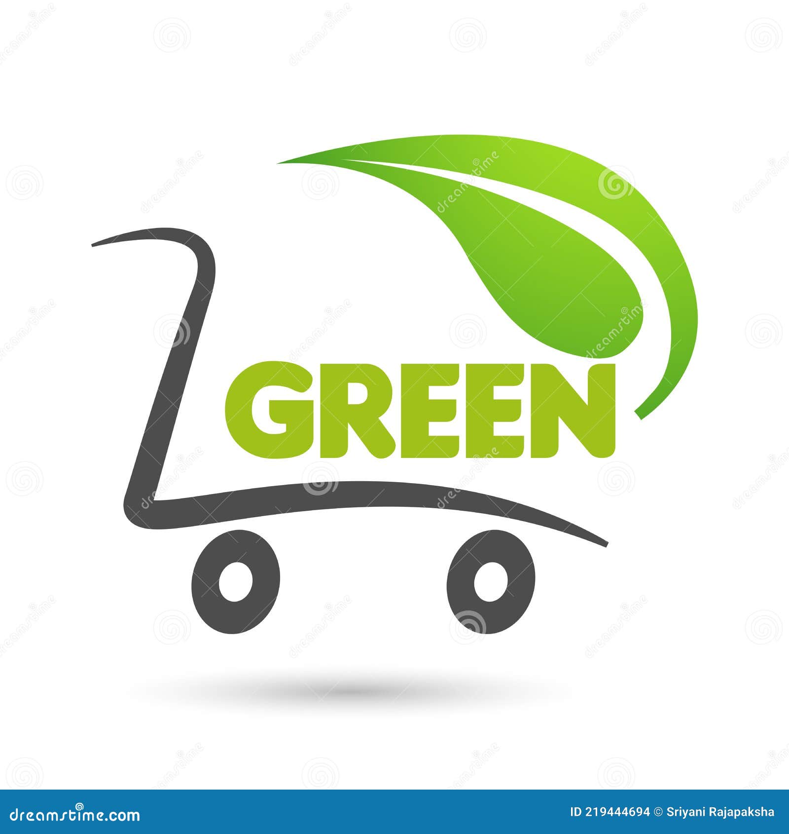 Shopping Cart Green Leaf Logo Selling Market Shipping Buy and Sell Shop Retail Whole Sale Store