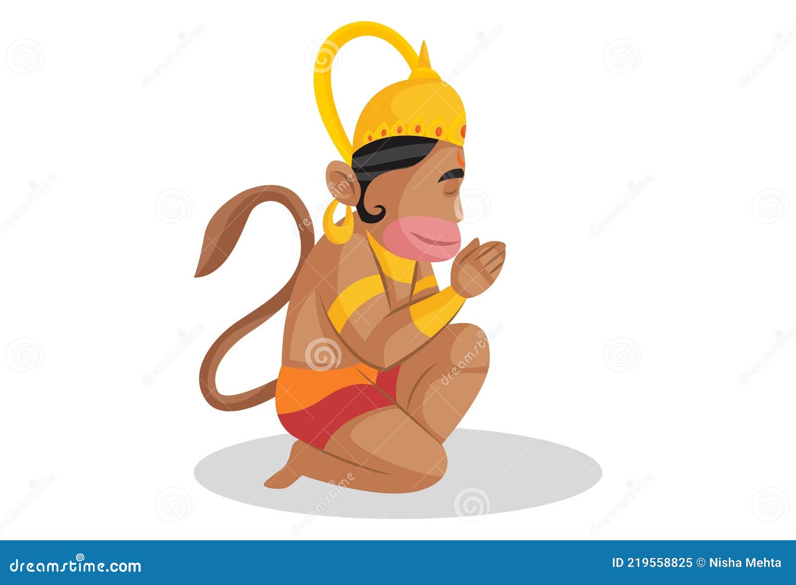 Lord Hanuman Vector Cartoon Illustration Stock Vector - Illustration of  cute, gold: 219558825