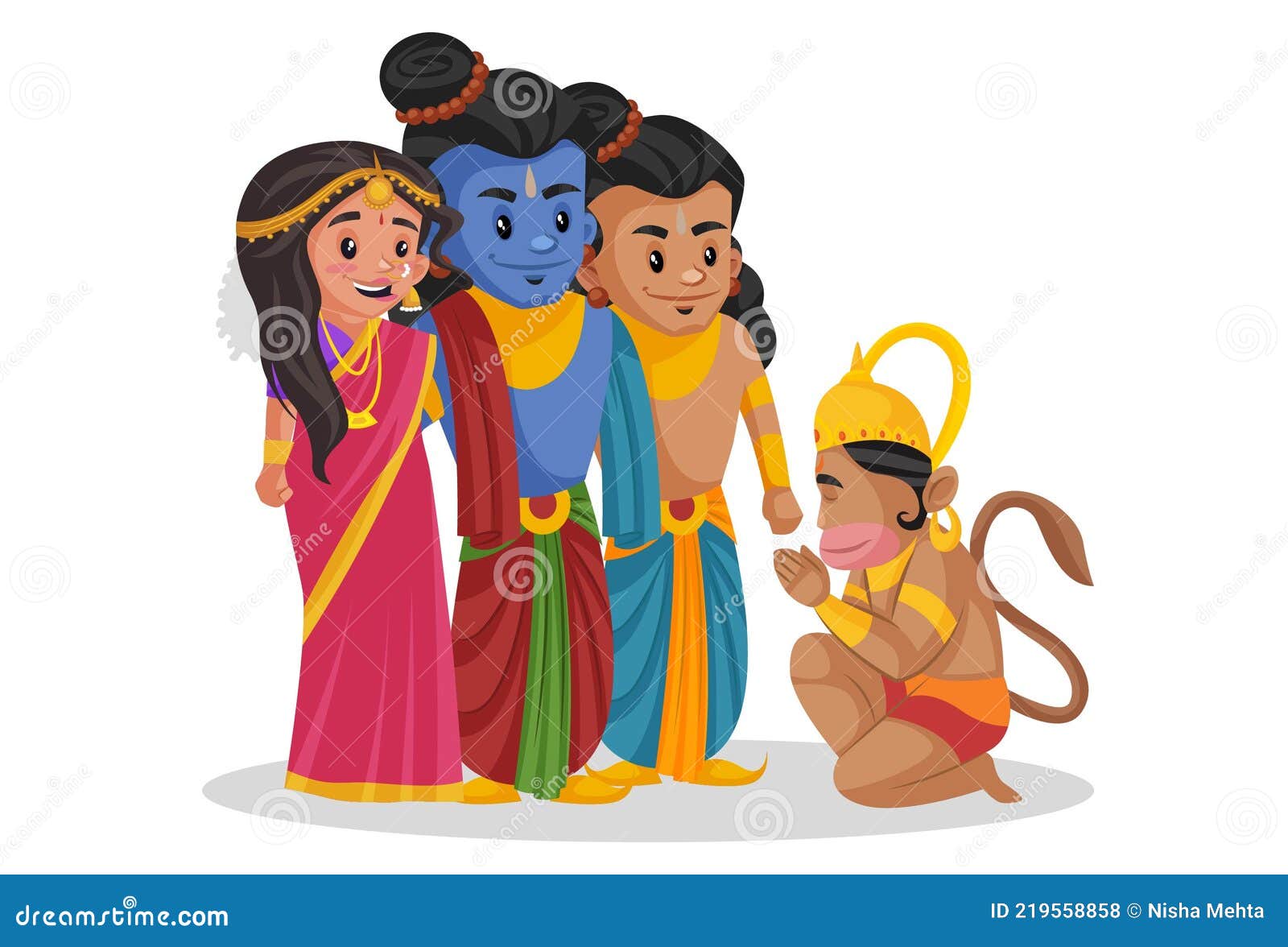 Lord Hanuman Vector Cartoon Illustration Stock Vector - Illustration of  avatar, historical: 219558858