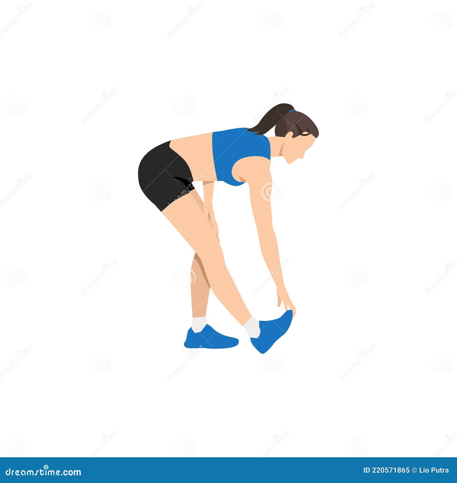 Woman Doing Active Hamstring Stretch Exercise Stock Illustration 