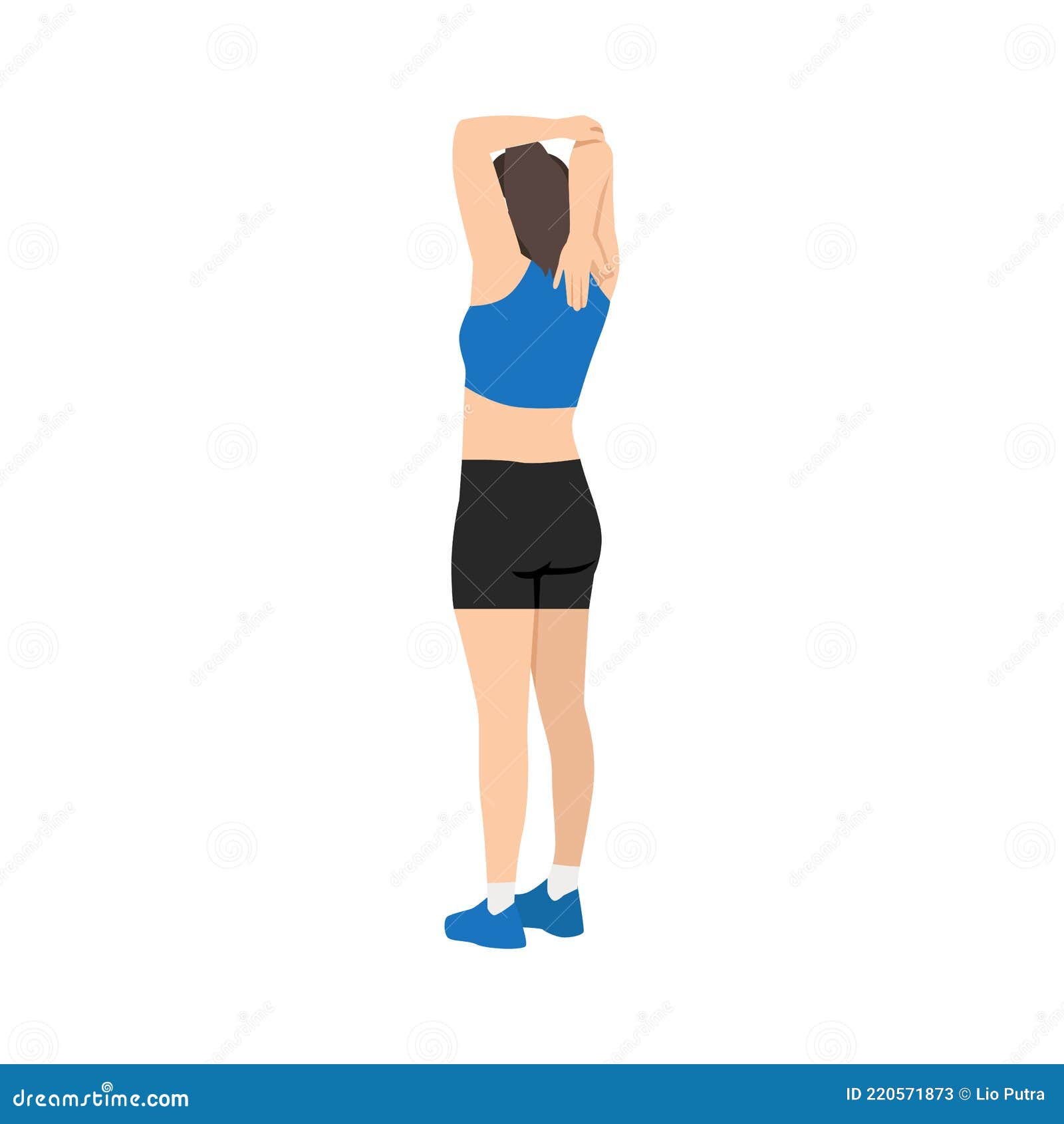 Woman Doing Triceps Stretch Exercise. Stock Illustration
