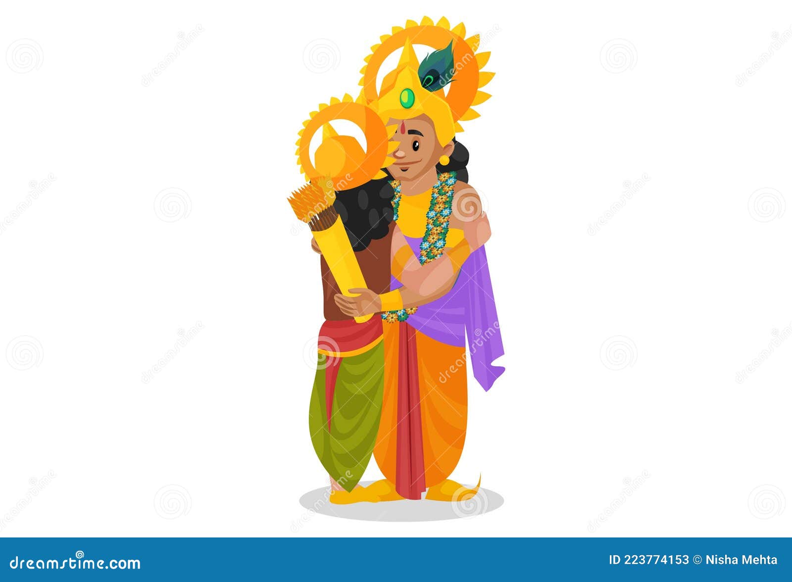 Arjuna Vector Cartoon Character Illustration Stock Vector - Illustration of  hindu, cheerful: 223774153