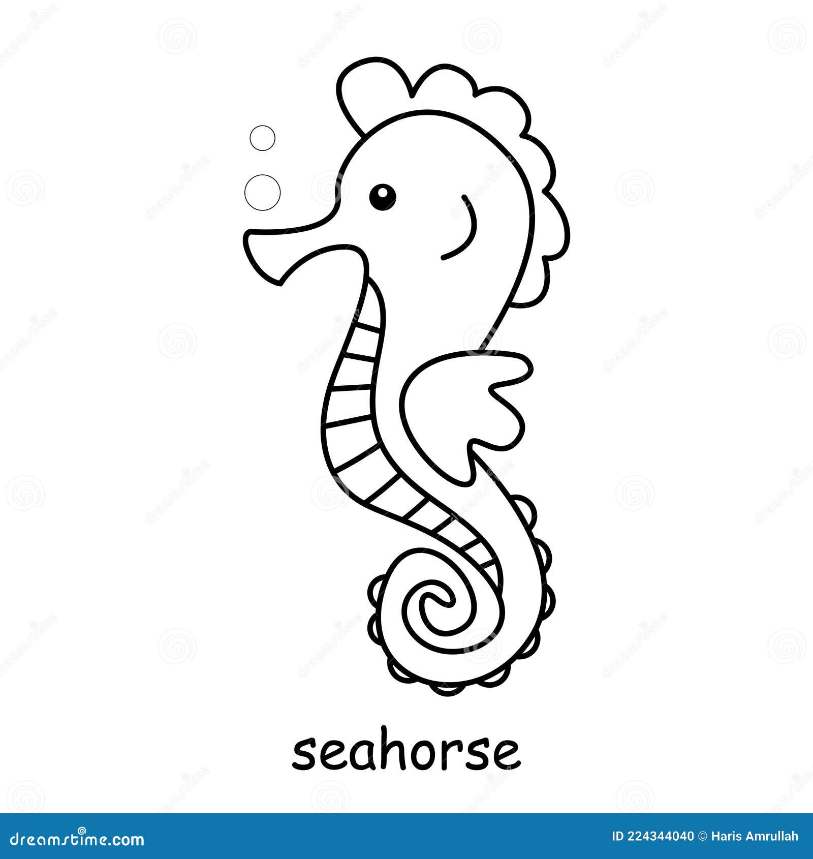 Seahorse Outline Vector Illustration Animals Royalty-Free Cartoon ...